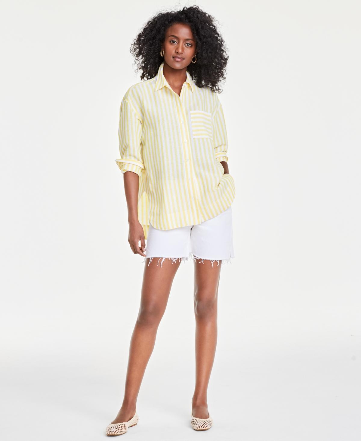 Women's Stripe Relaxed-Fit Shirt, Created for Macy's Product Image