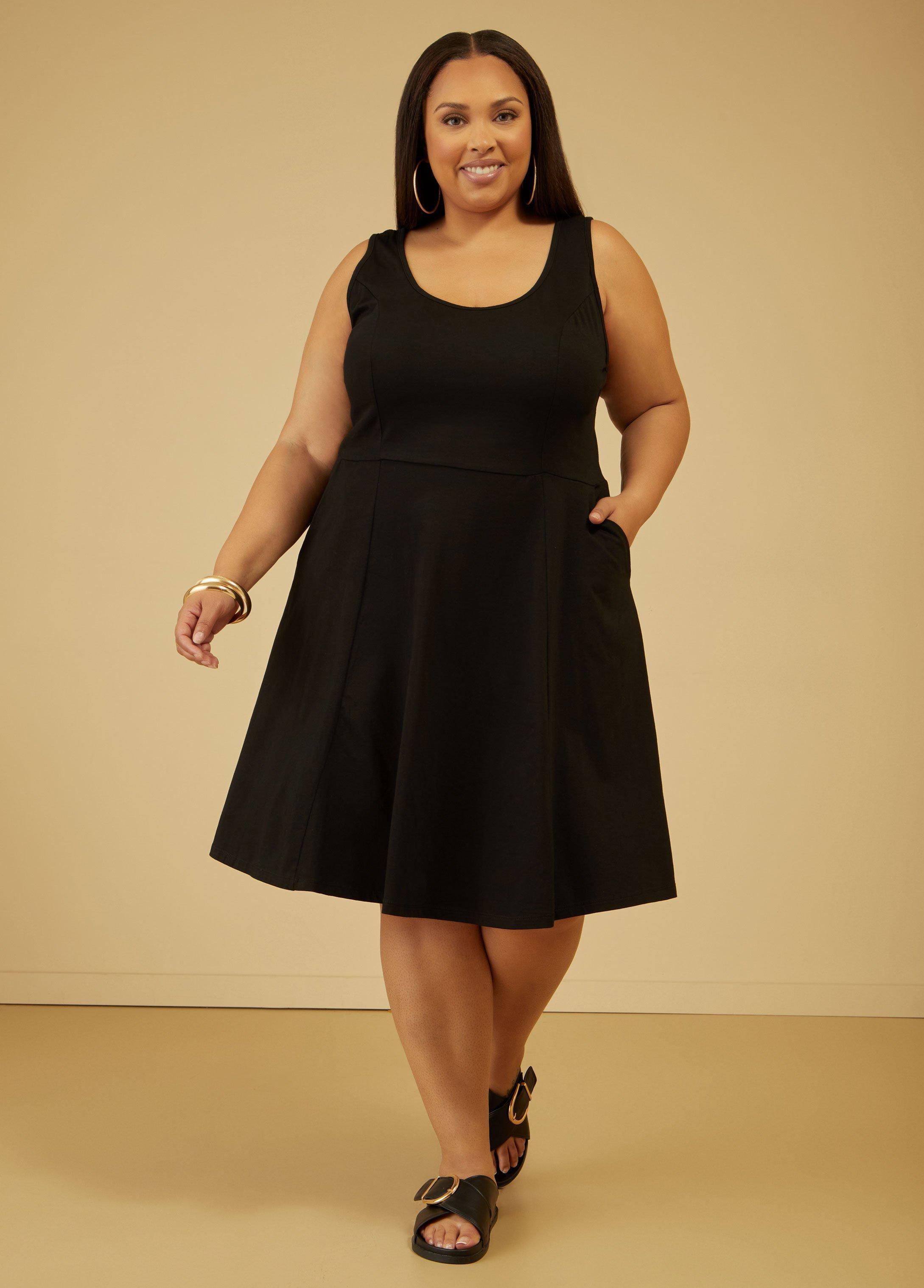 Plus Size Jersey A Line Tank Dress, - Ashley Stewart Product Image