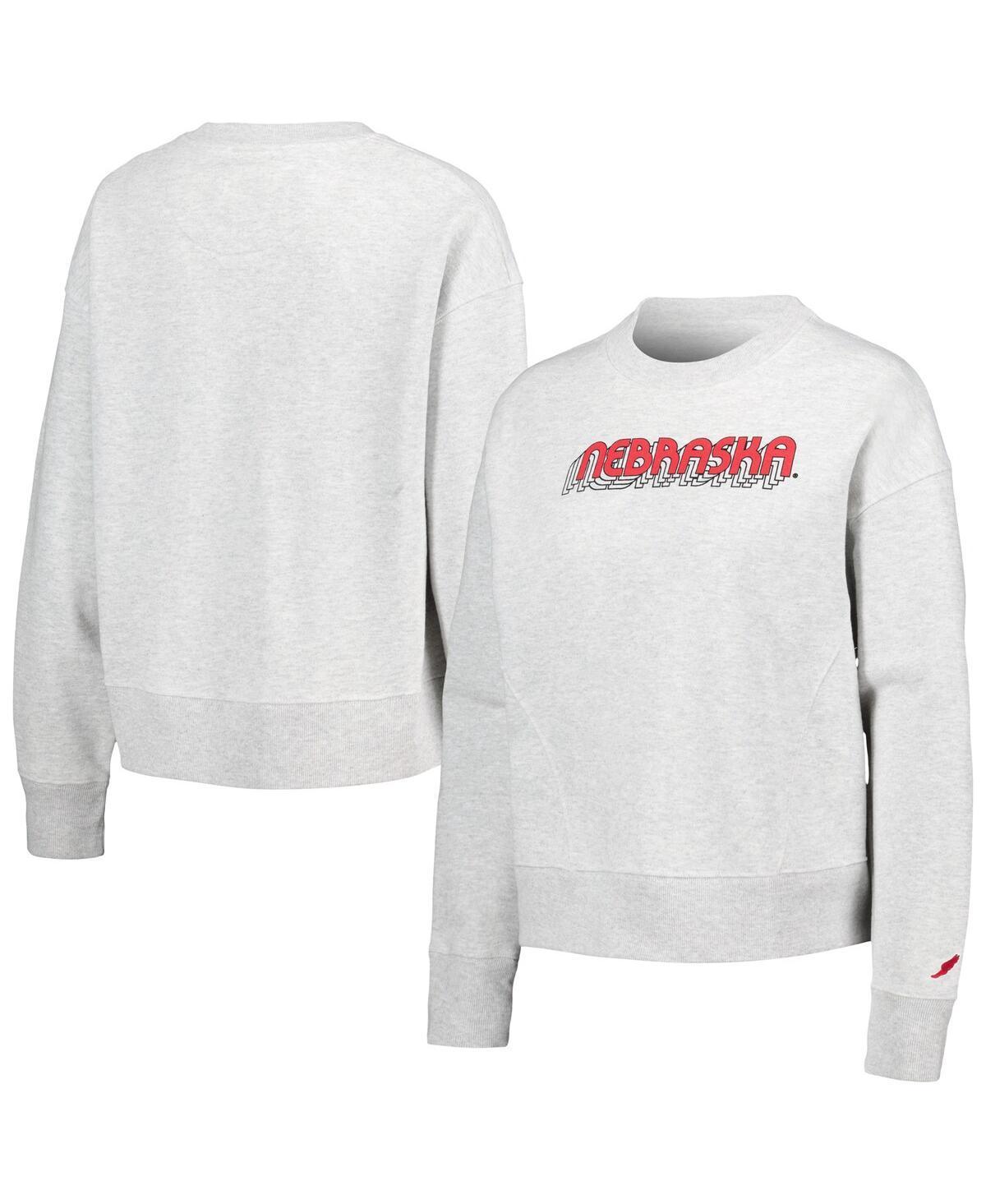 Womens League Collegiate Wear Ash Nebraska Huskers Boxy Pullover Sweatshirt Product Image