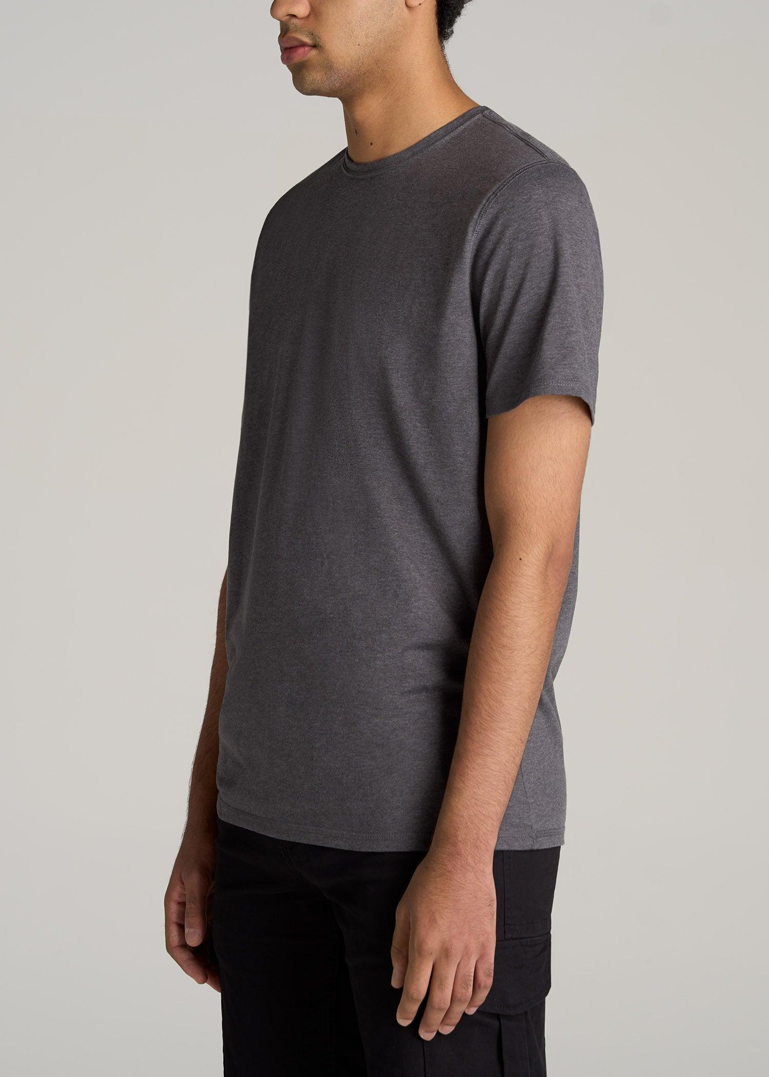 The Essential REGULAR-FIT Crew-Neck Men's Tall Tees in Charcoal Mix Male Product Image