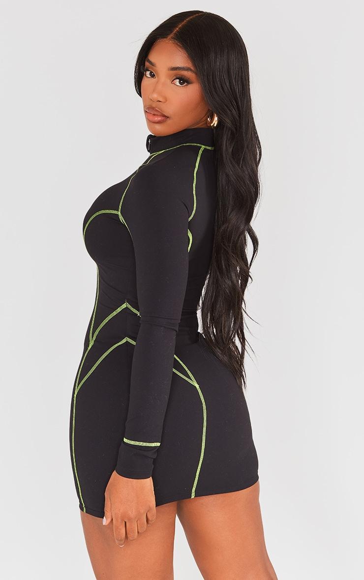 Shape Black Soft Seamless Contrast Long Sleeve Bodycon Dress Product Image