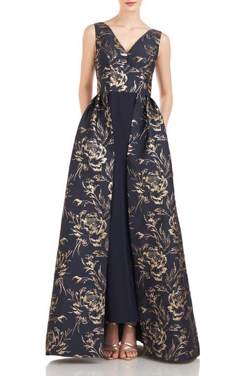 Womens Sterling Metallic Rose Jacquard Gown Product Image