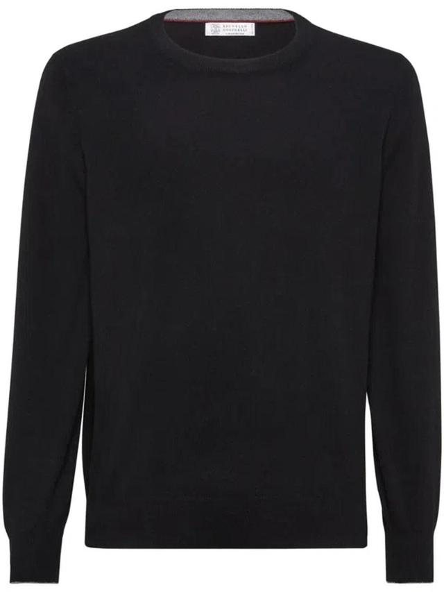 BRUNELLO CUCINELLI Crew Neck Cashmere Jumper In Black Product Image