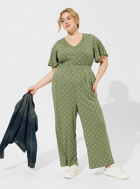 Stretch Challis Flutter Sleeve Jumpsuit Product Image