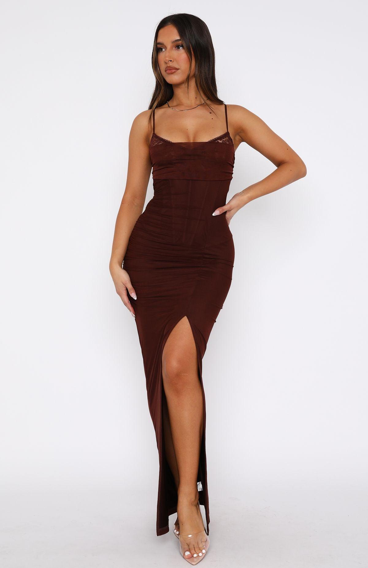 Just Be Friends Maxi Dress Chocolate Product Image