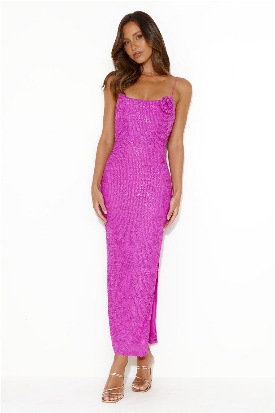 Fanciest Of All Sequin Maxi Dress Hot Pink Product Image