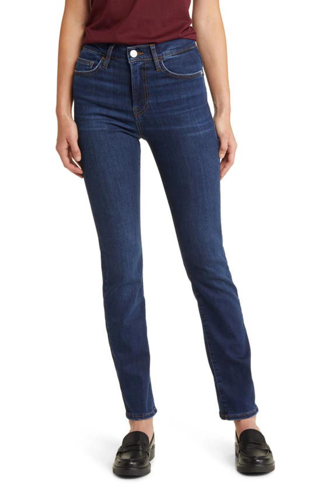 Le High Straight Leg Long Jeans In Blue product image