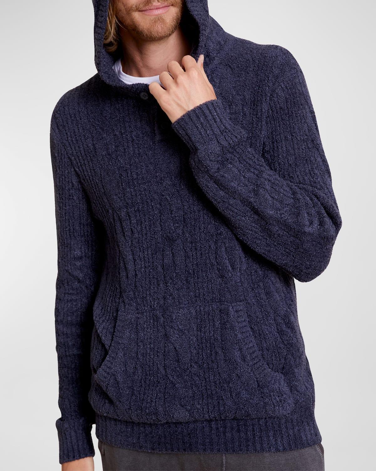 Mens Hooded Henley Sweater Product Image