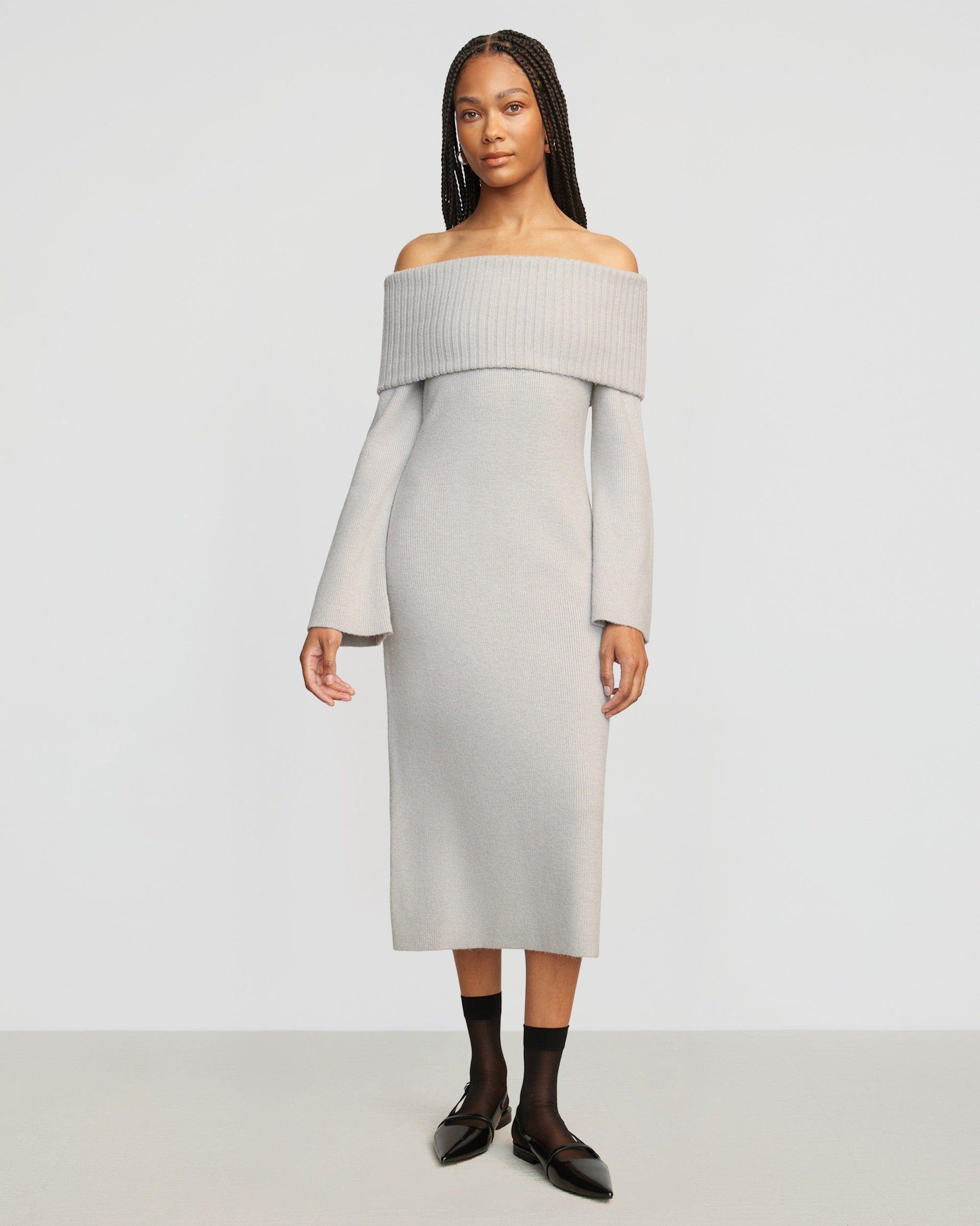 Cara Ribbed Foldover Sweater Dress Product Image