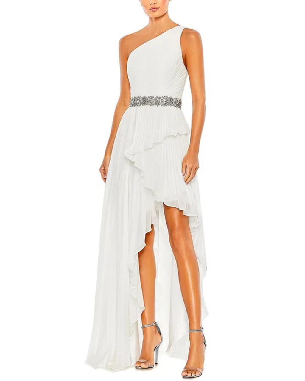 Asymmetrical Gown In White Product Image