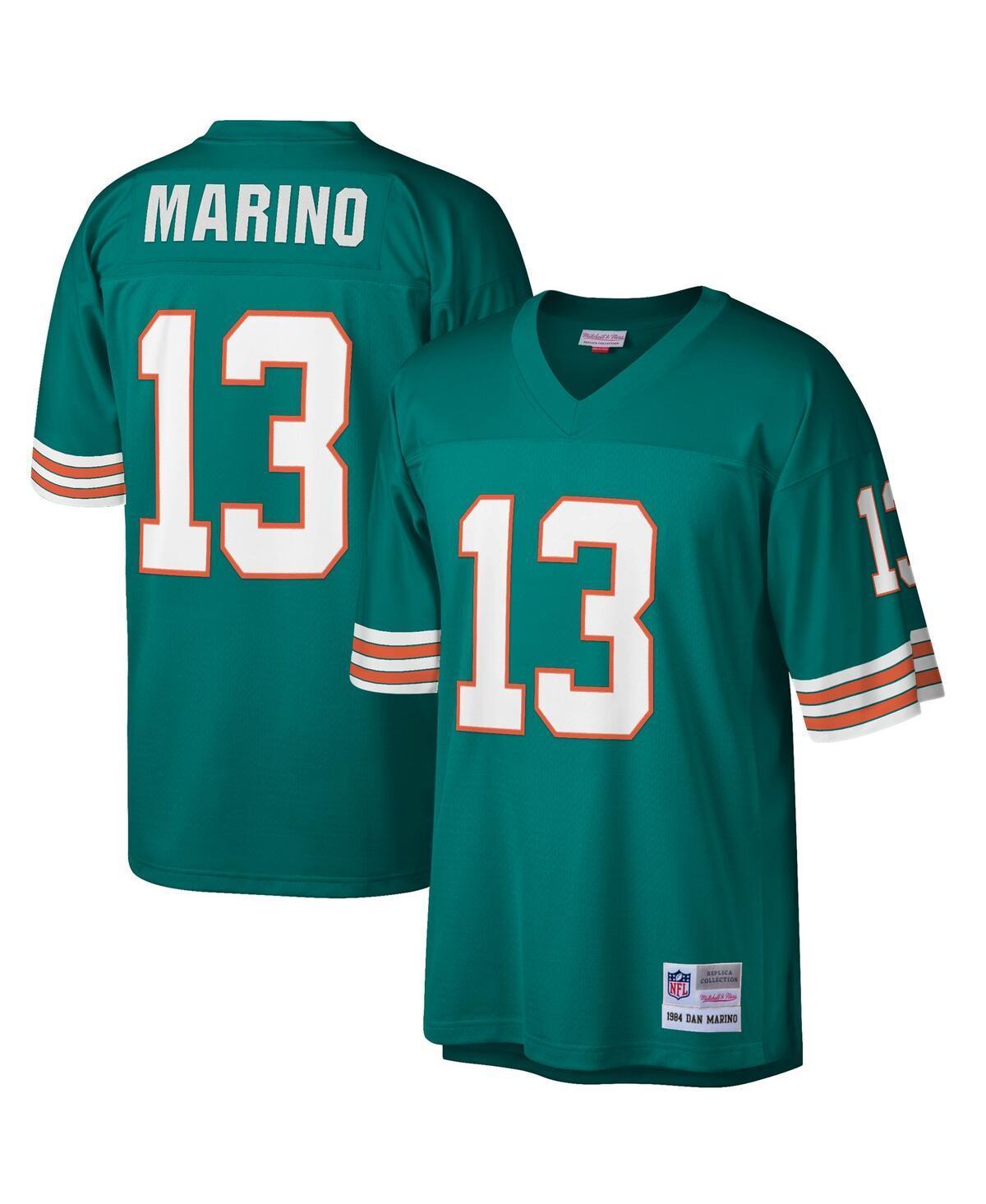 Mens Dan Marino Aqua Miami Dolphins Big and Tall 1984 Retired Player Replica Jersey - Aqua Product Image