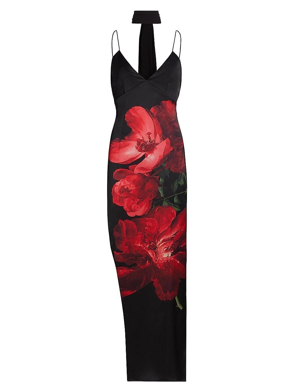 Womens Monika Floral Satin Maxi Dress Product Image