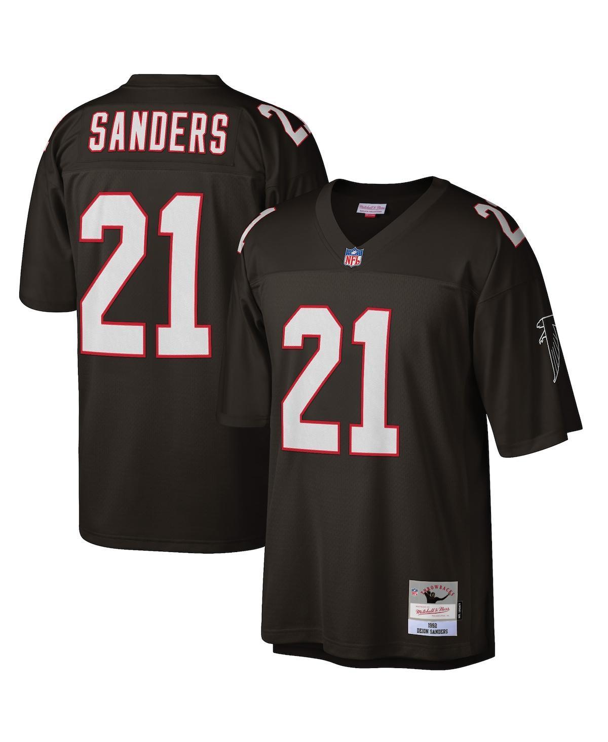 Mens Mitchell & Ness Deion Sanders Black Atlanta Falcons Big and Tall 1992 Retired Player Replica Jersey - Black Product Image