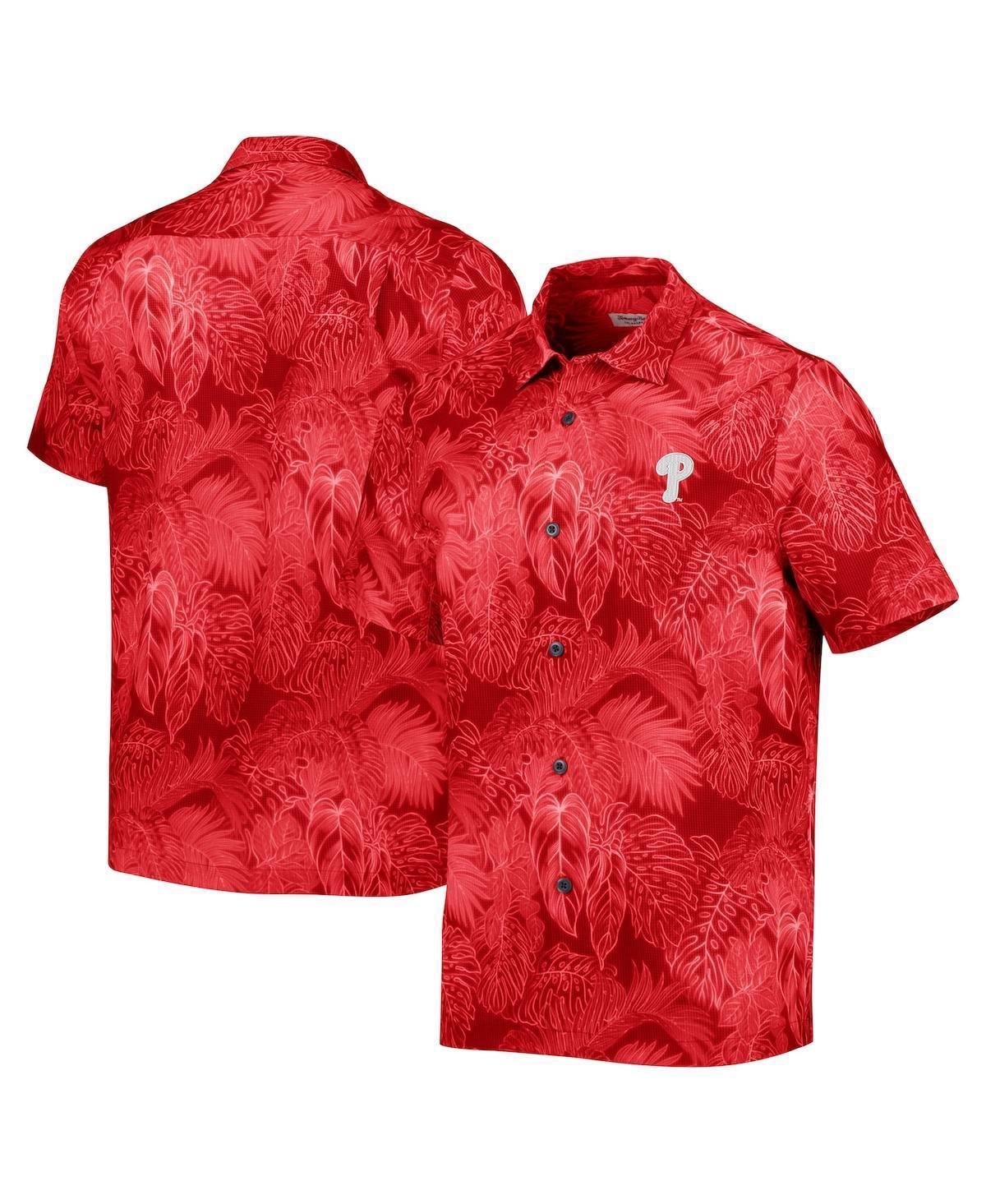 Tommy Bahama Mens Red Philadelphia Phillies Bahama Coast Luminescent Fronds IslandZone Button-Up Camp T-Shirt Product Image