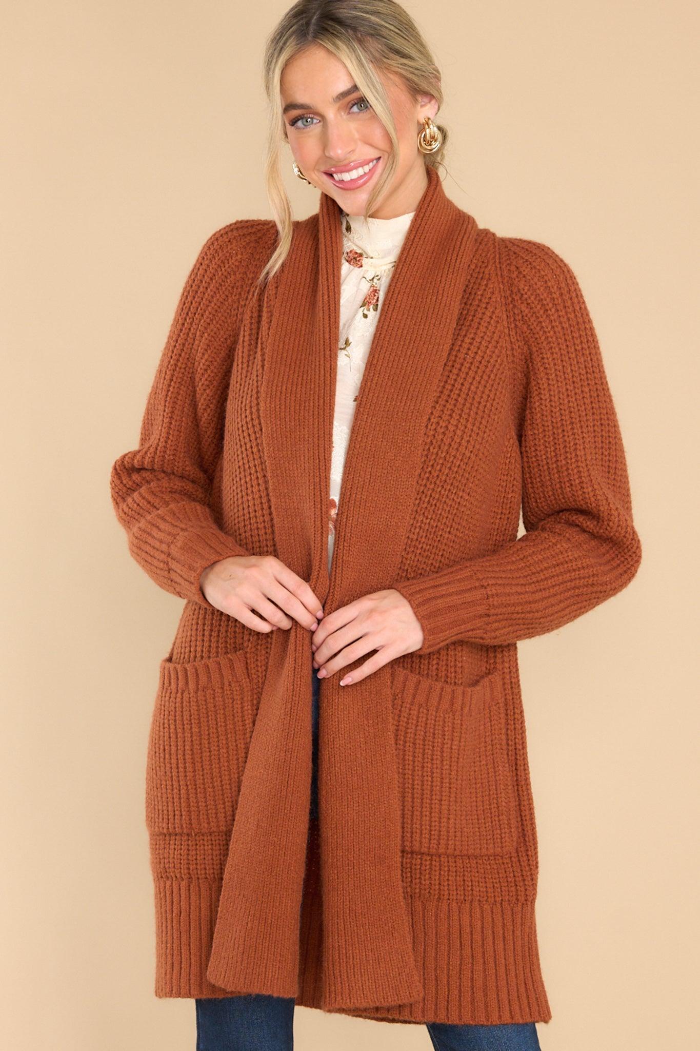 Rustic Charm Brown Cardigan Product Image