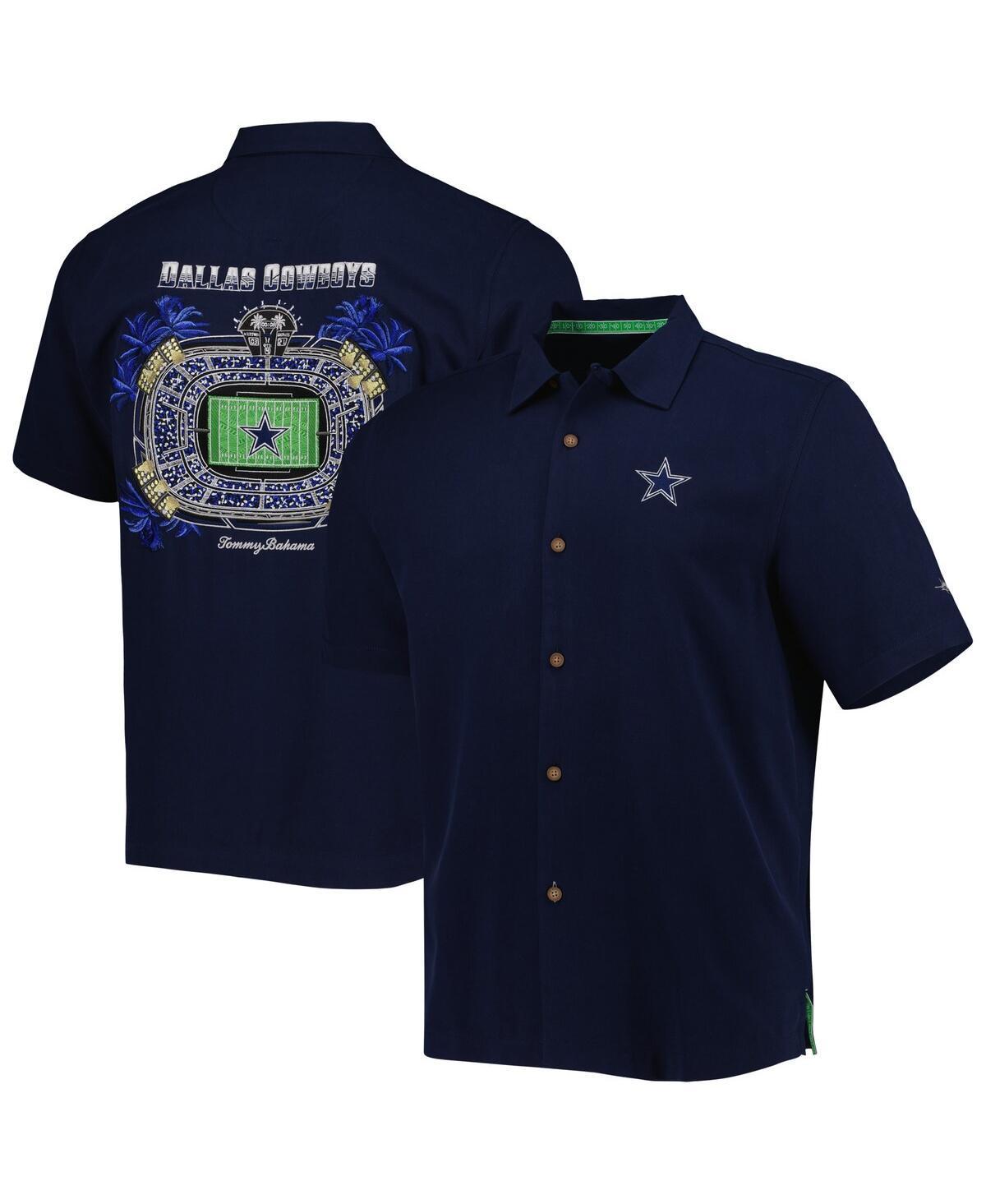 Mens Tommy Bahama Navy Dallas Cowboys Top of Your Game Camp Button-Up Shirt Product Image