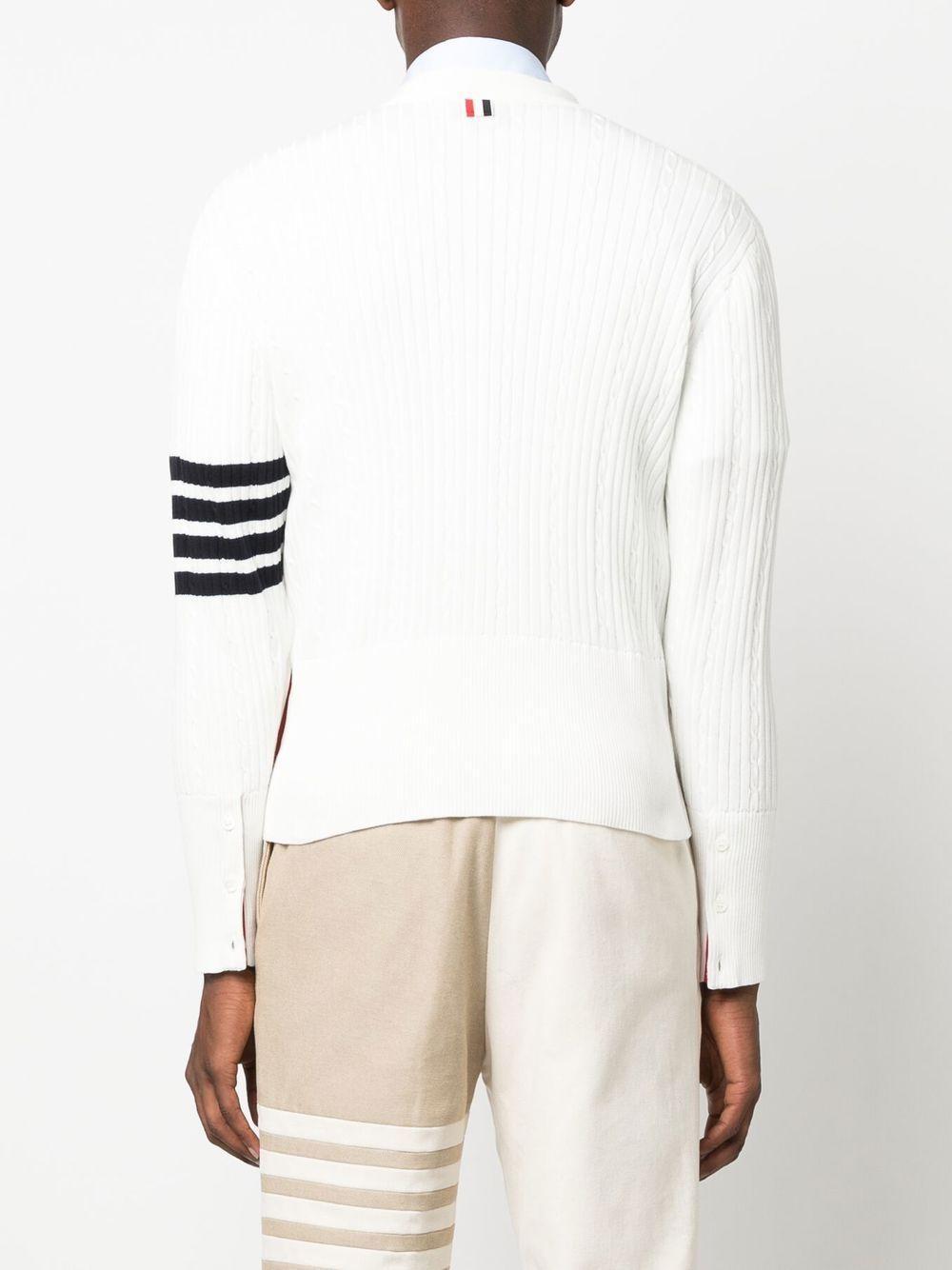 THOM BROWNE 4-bar Stripe Cable-knit Cardigan In White Product Image