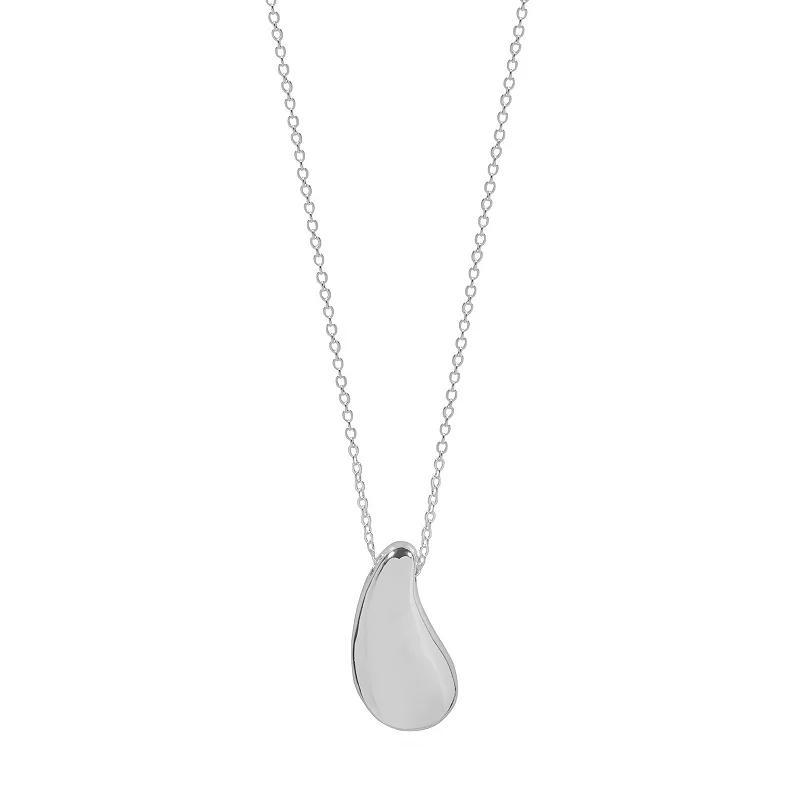 Emberly Silver Tone Teardrop Pendant Necklace, Womens, None Product Image