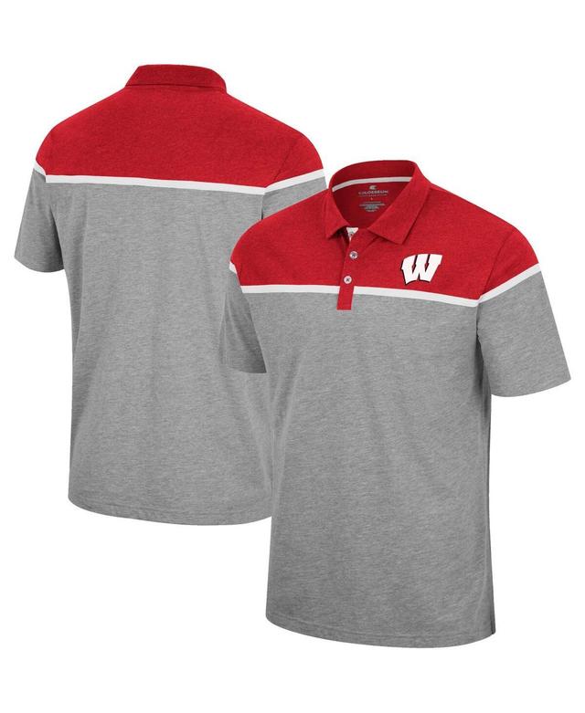 Mens Colosseum Heather Gray Wisconsin Badgers Chamberlain Polo Shirt Product Image