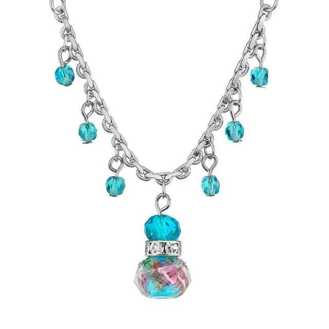 1928 Flower Beaded Drop Necklace, Womens, Blue Product Image