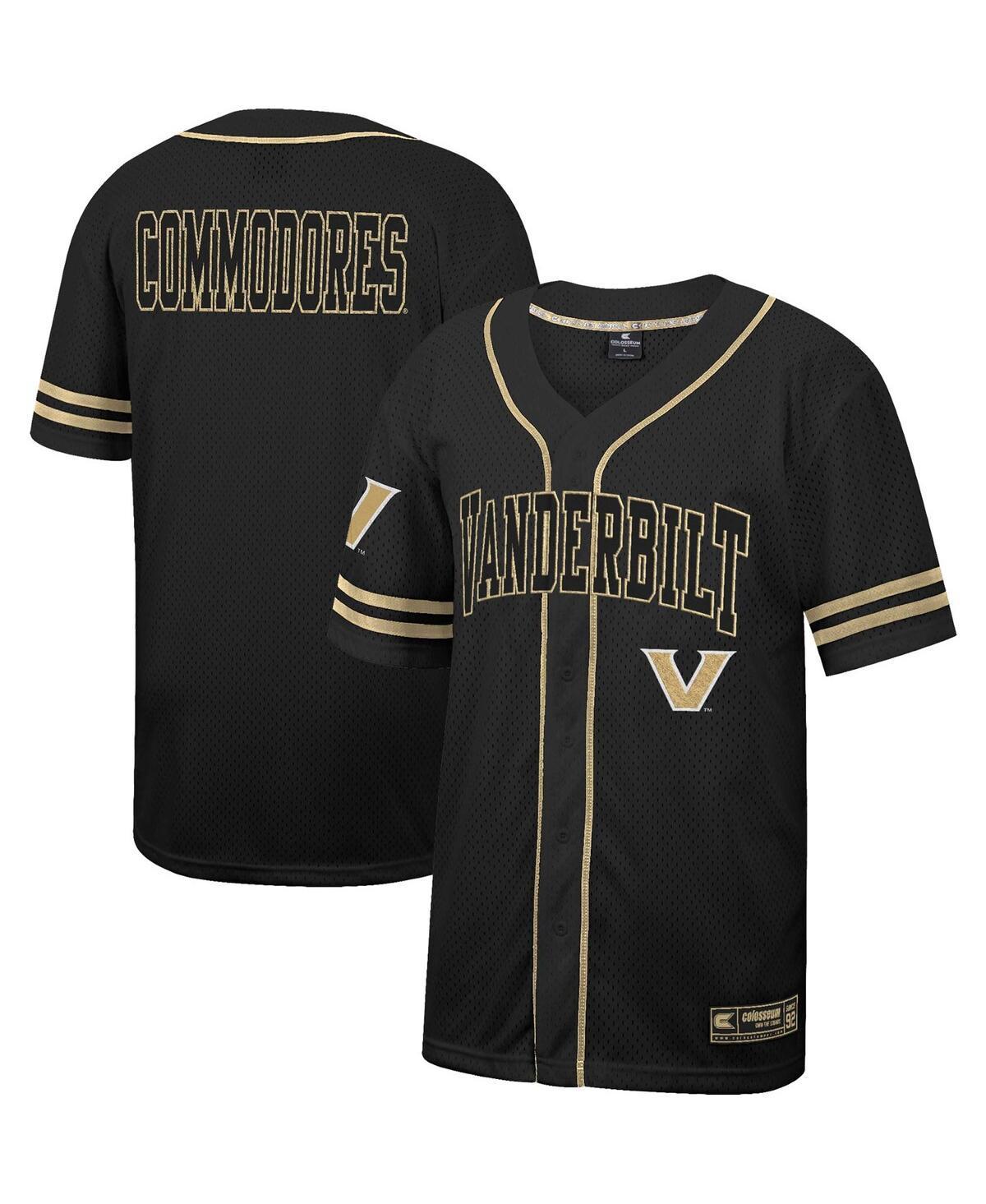 Mens Colosseum Black Vanderbilt Commodores Free Spirited Mesh Button-Up Baseball Jersey - Black Product Image