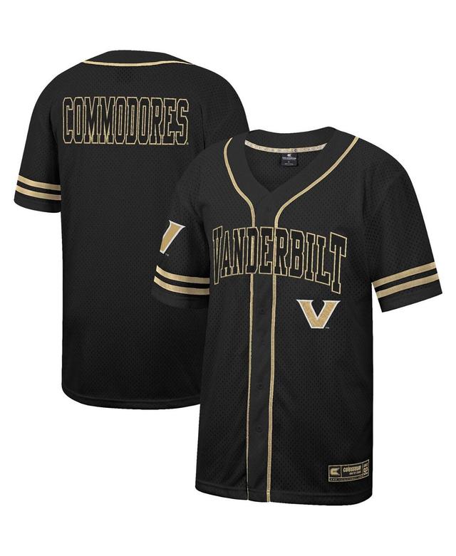 Mens Colosseum Black Vanderbilt Commodores Free Spirited Mesh Button-Up Baseball Jersey Product Image