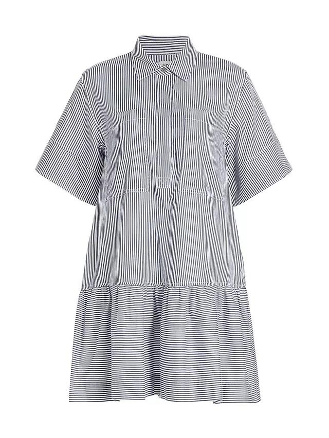 Cris Striped Short-Sleeve Cotton Minidress Product Image