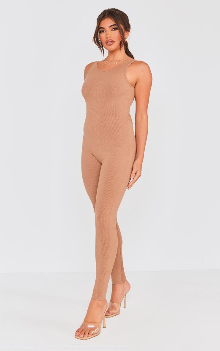 Mocha Rib Sleeveless Catsuit Product Image