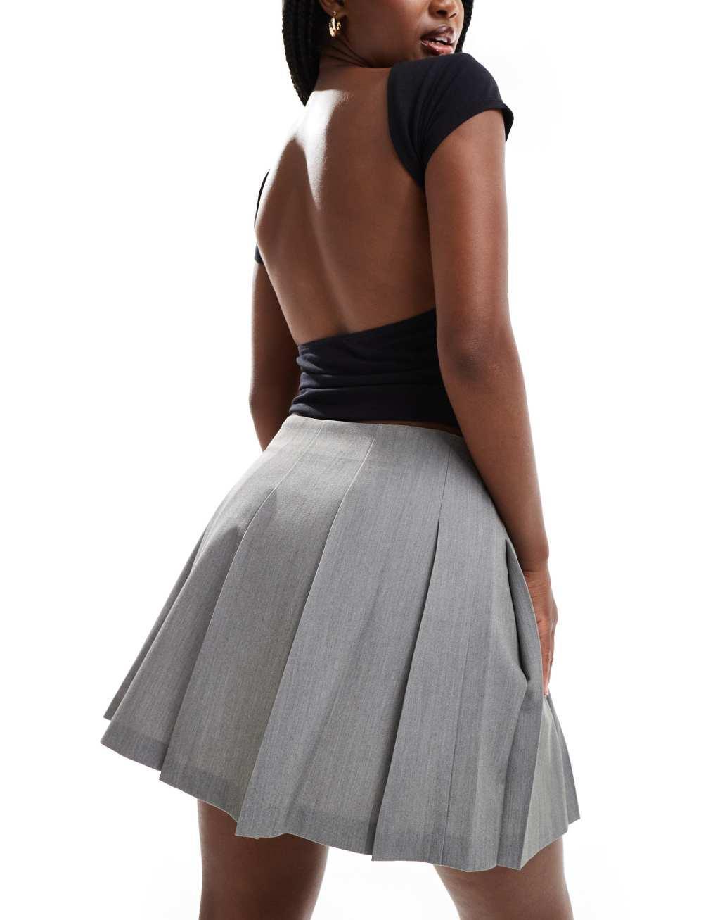 ASOS DESIGN tailored pleated mini skirt in gray Product Image