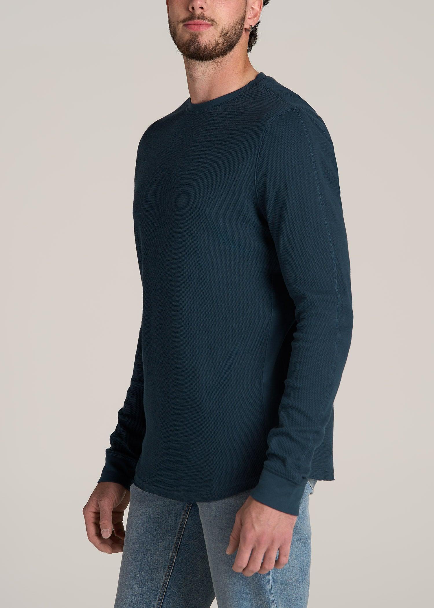 Double Honeycomb Thermal Crewneck Extra-Long Top in True Navy Product Image