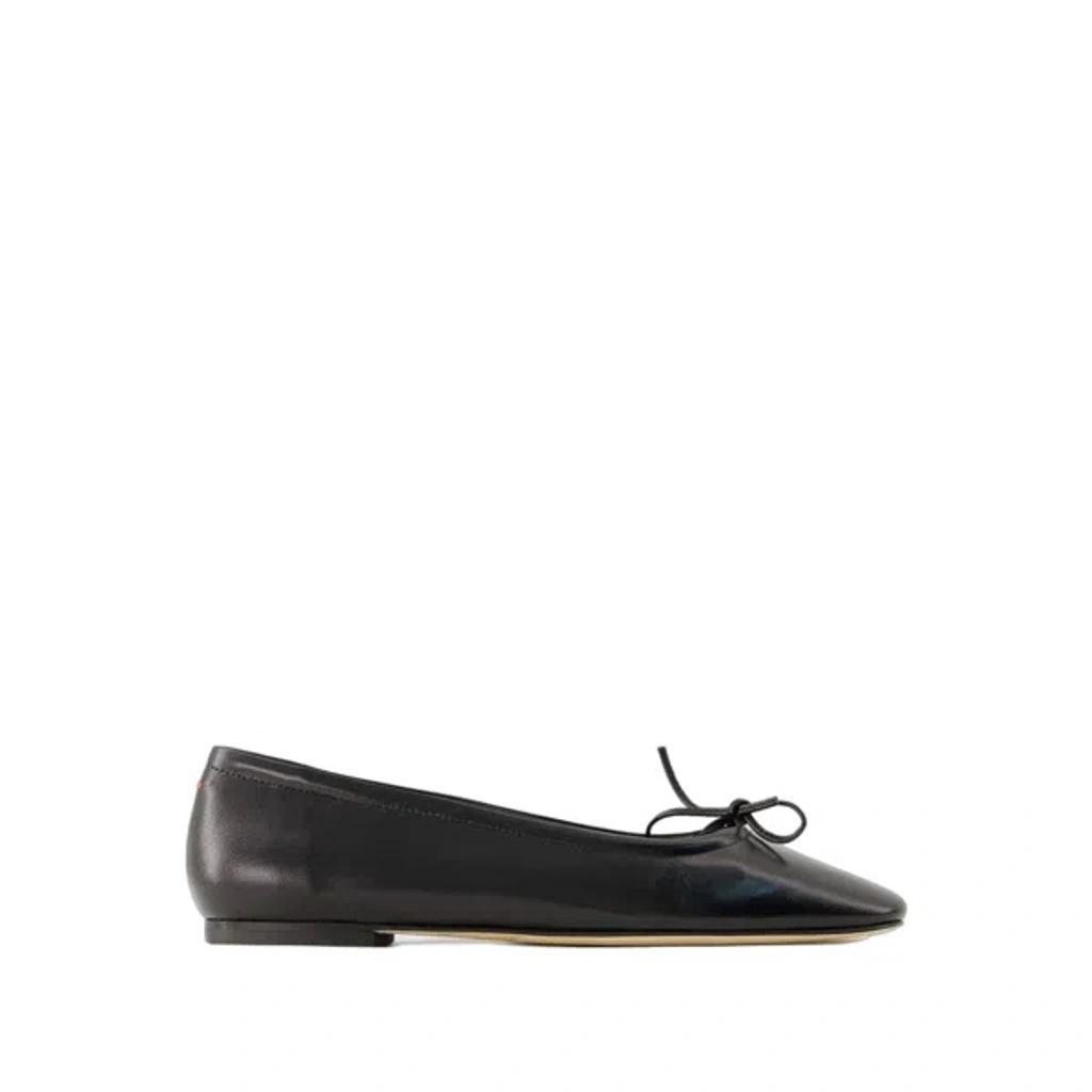 Delfina Leather Bow Ballerina Flats In Black product image