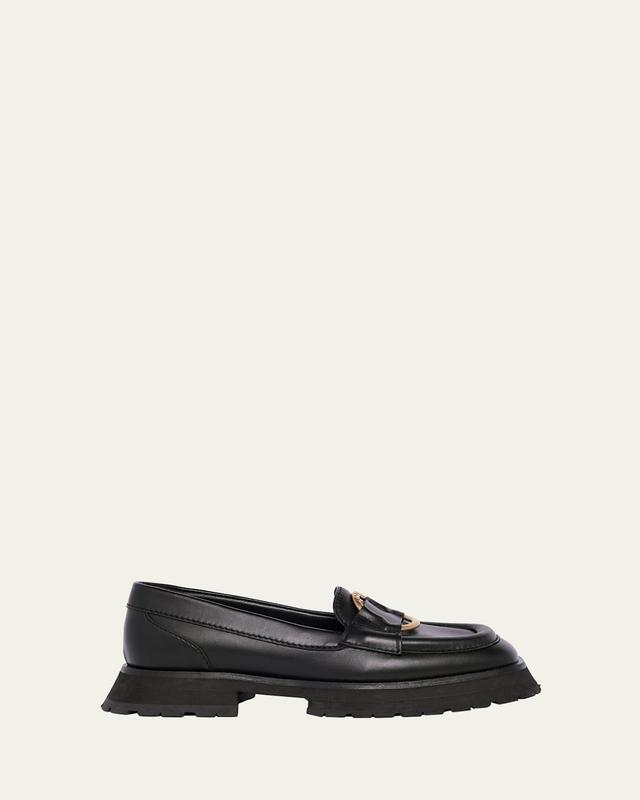 Bell Calfskin Logo Slip-On Loafers Product Image