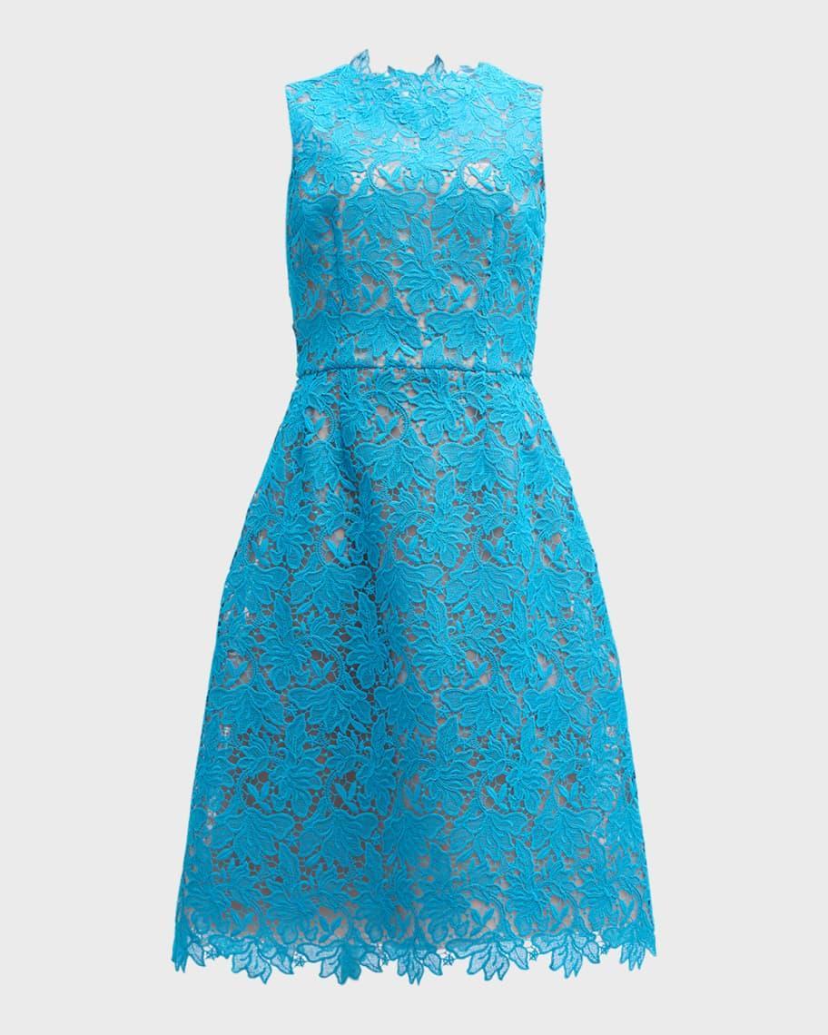 Sleeveless Floral Lace Fit-&-Flare Midi Dress Product Image