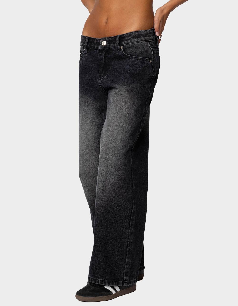 EDIKTED Petite Magda Low Rise Acid Wash Jeans Product Image