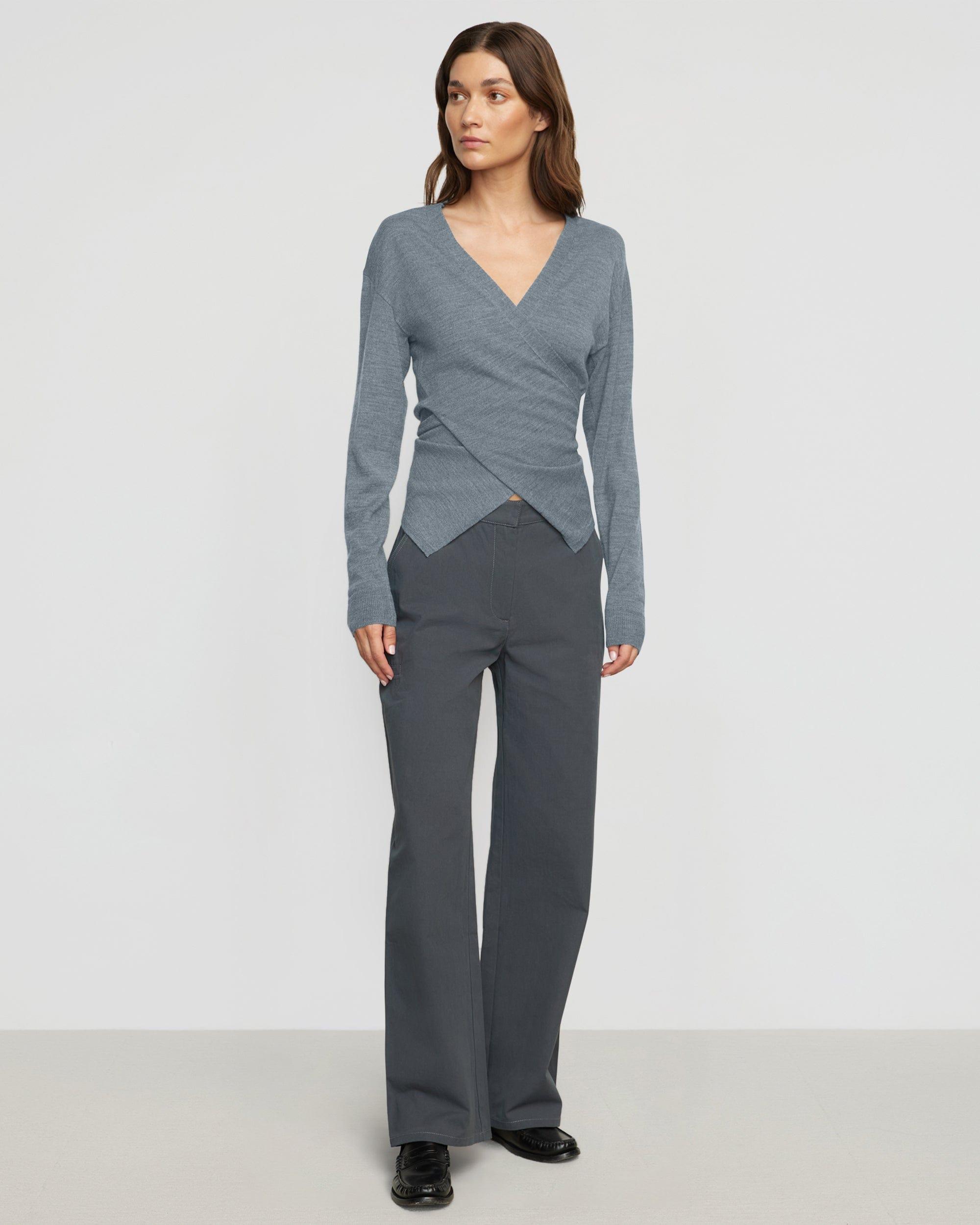 Eleni Contrast-Stitch Straight Leg Pant Product Image