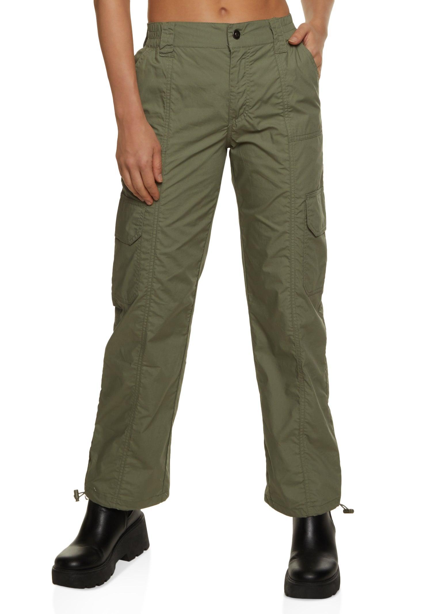 Womens Toggle Drawstring Straight Leg Cargo Pants Product Image