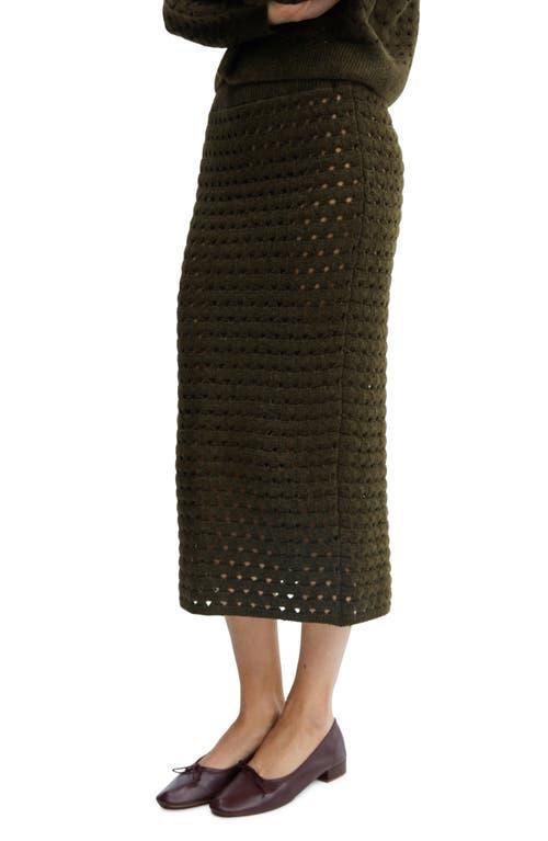 MANGO - Knitted skirt with openwork details khakiWomen Product Image