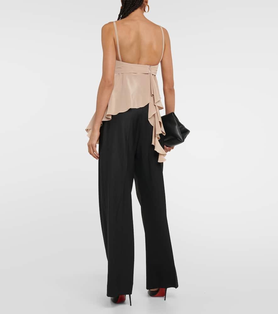 Ruffled Asymmetric Cami Top In Taupe Product Image