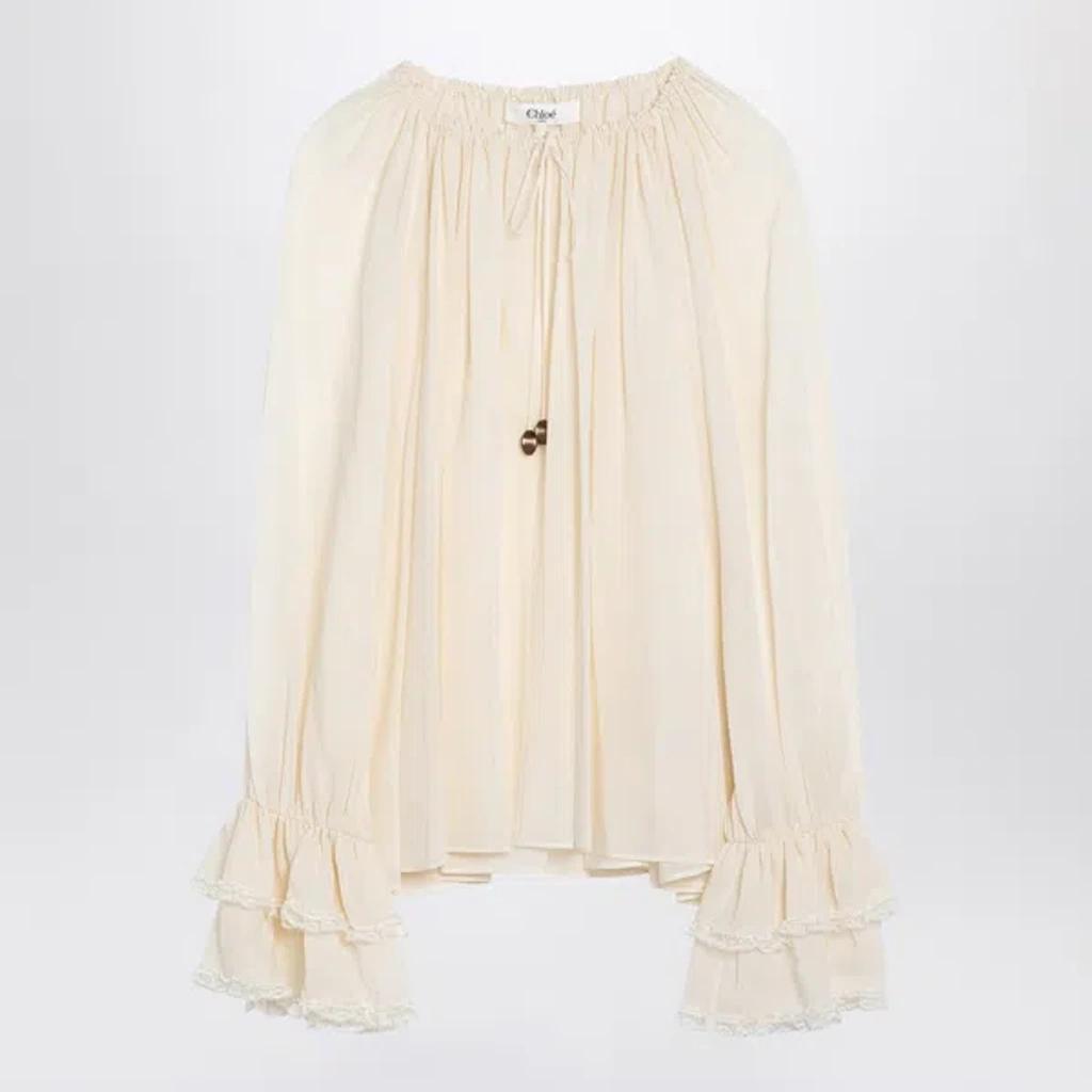 CHLOÉ Chloe Ivory Silk Blouse With Drawstring Women Product Image