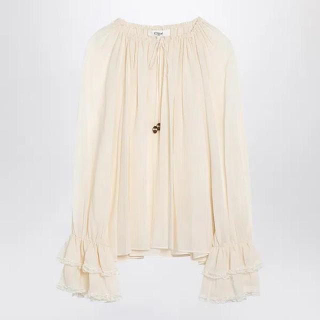 CHLOÉ Chloe Ivory Silk Blouse With Drawstring Women Product Image