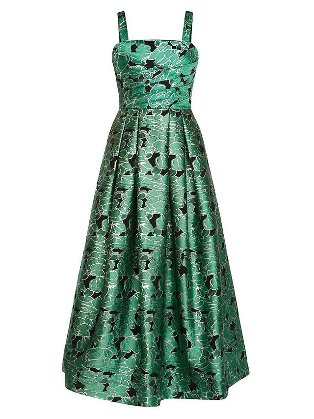 Womens Floral Jacquard A-Line Midi-Dress Product Image