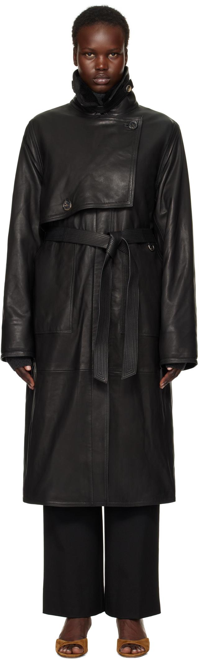 Black Sarit Leather Coat Product Image