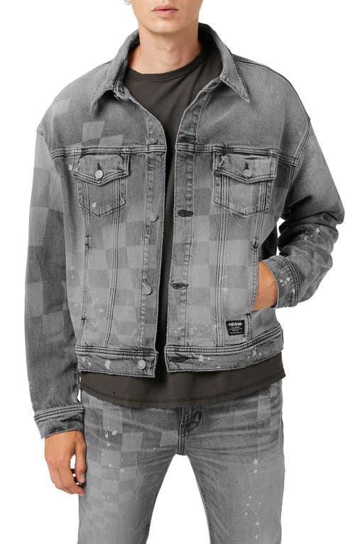 Mens Check Denim Trucker Jacket Product Image