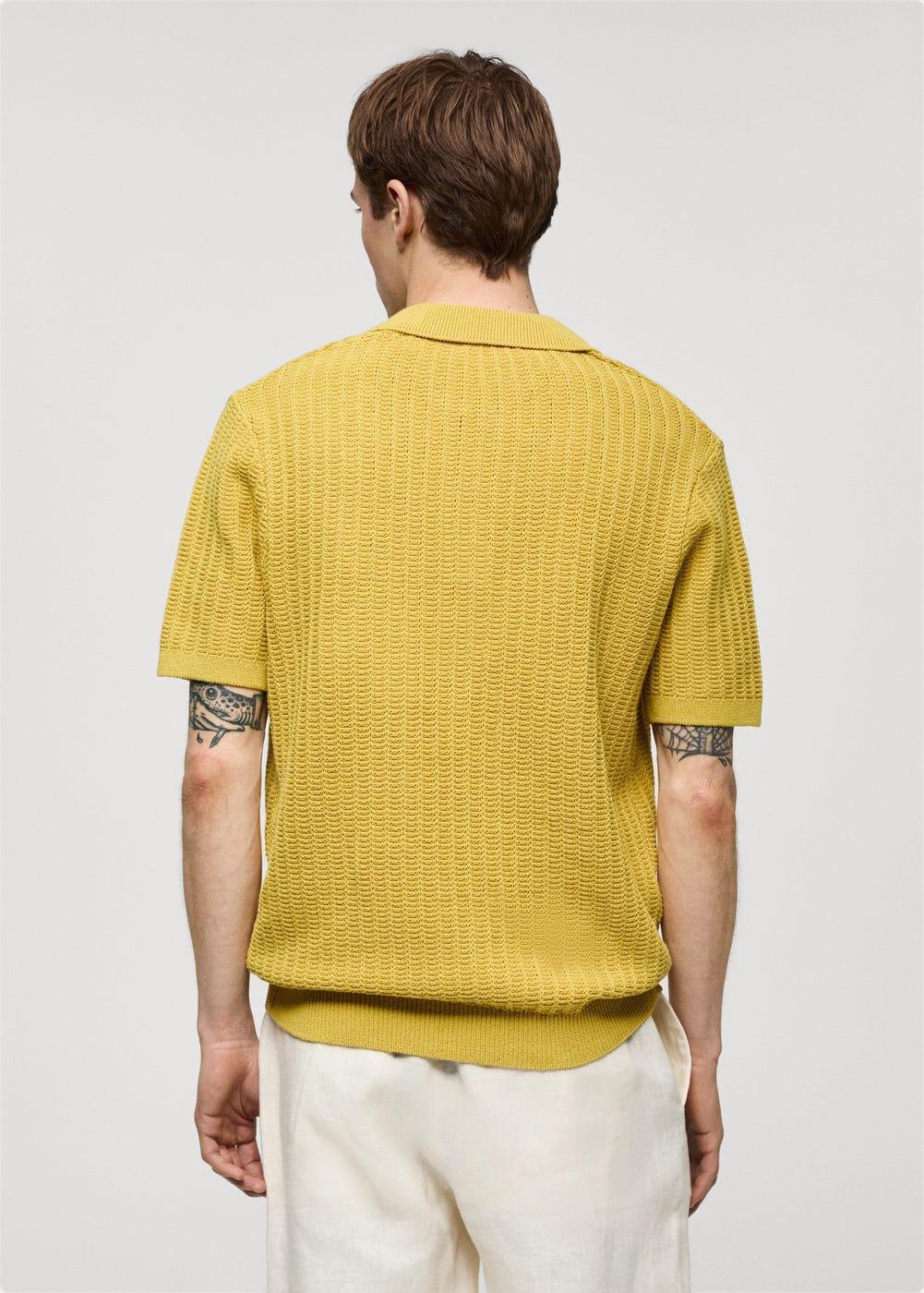 MANGO MAN - Braided knit polo shirt limeMen Product Image