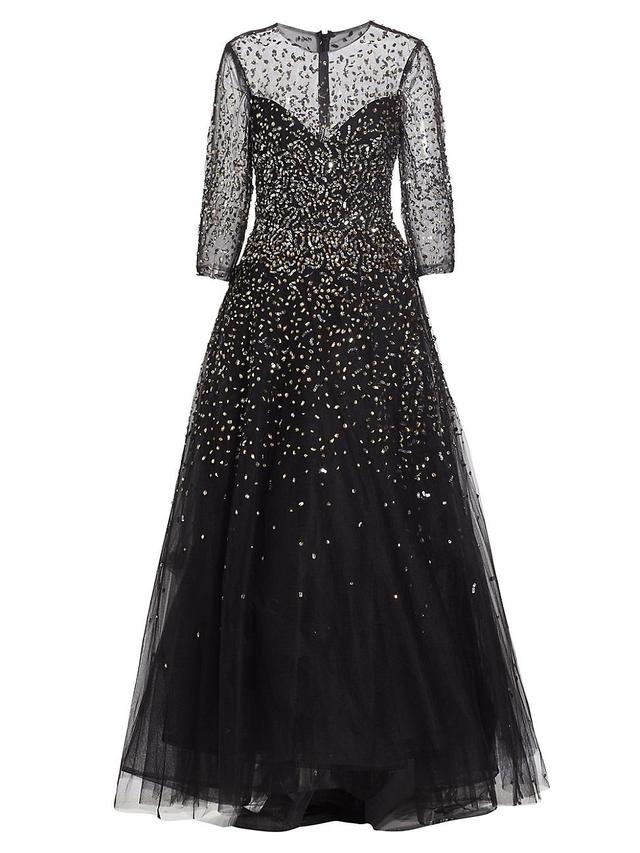 Womens Embellished Illusion A-Line Gown Product Image