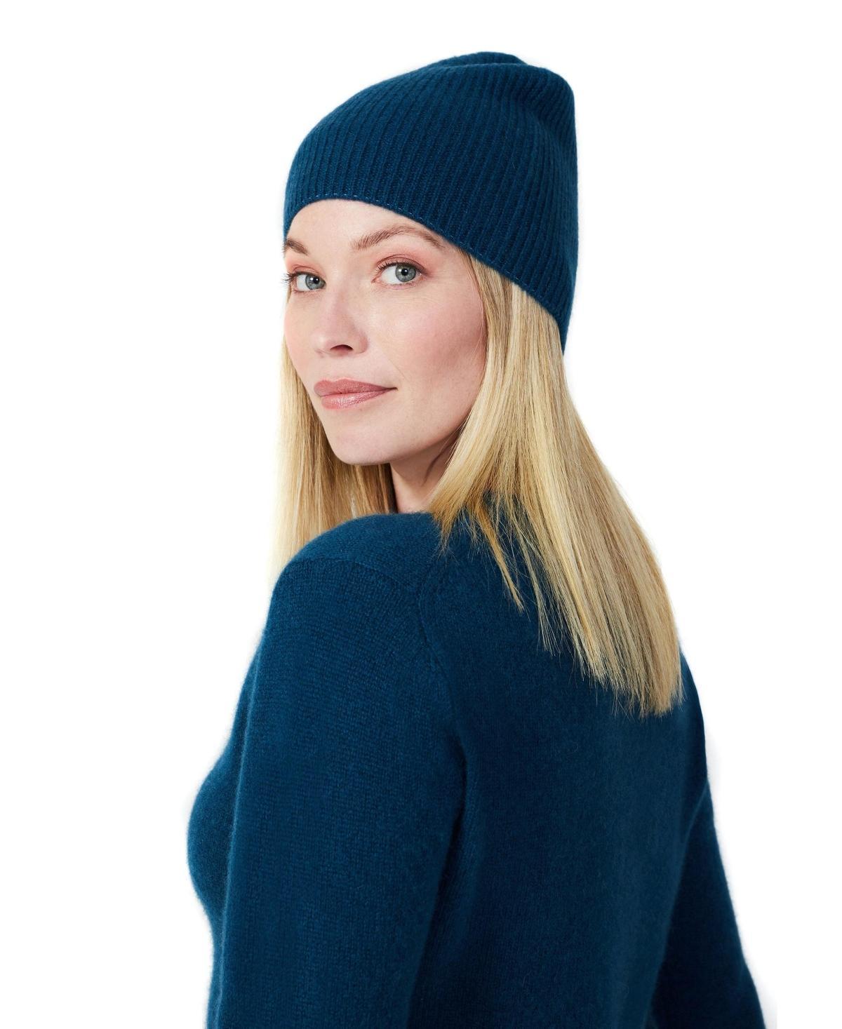 Style Republic Womens 100% Pure Cashmere Fully Ribbed Beanie Product Image