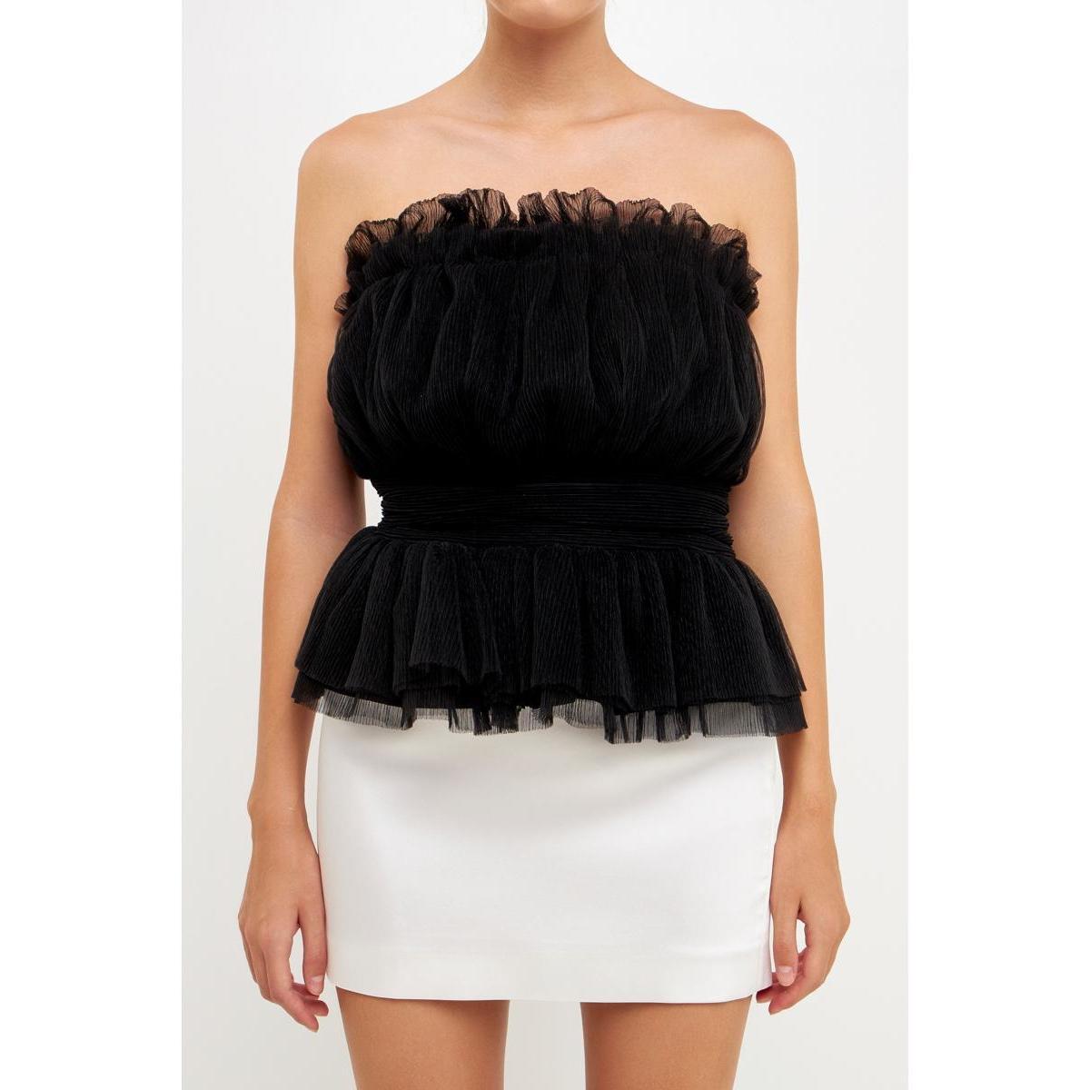 Endless Rose Strapless Tulle Peplum Top Product Image