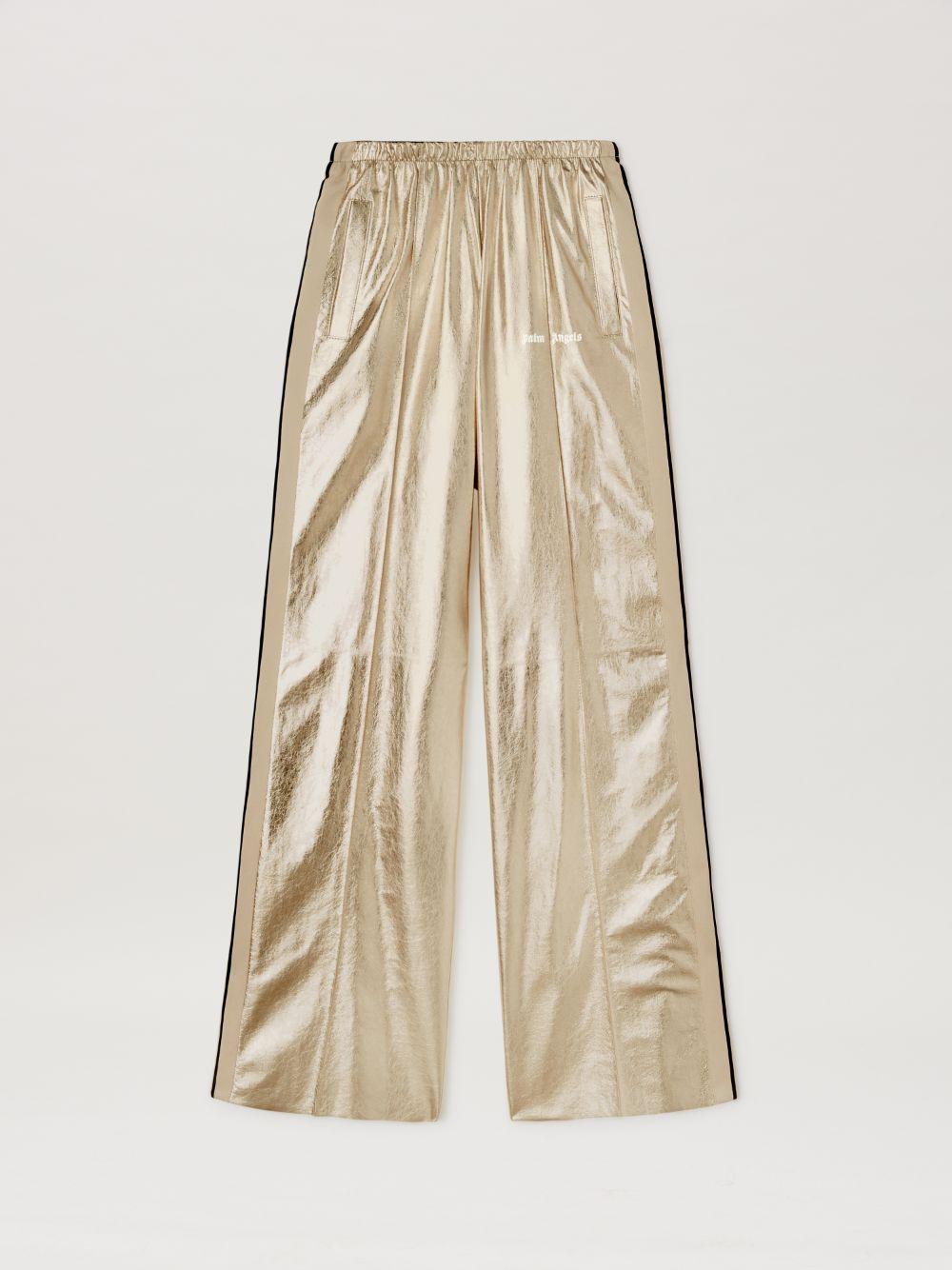 Laminated Track Pants Loose Fit in gold  - Palm Angels® Official  Product Image