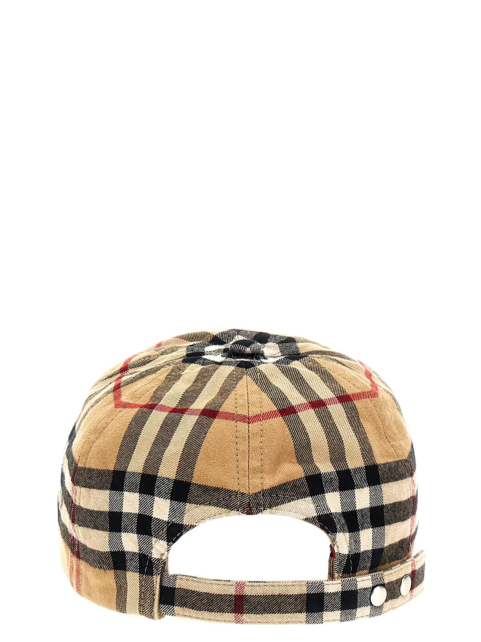 Check Printed Baseball Cap In Beige Product Image