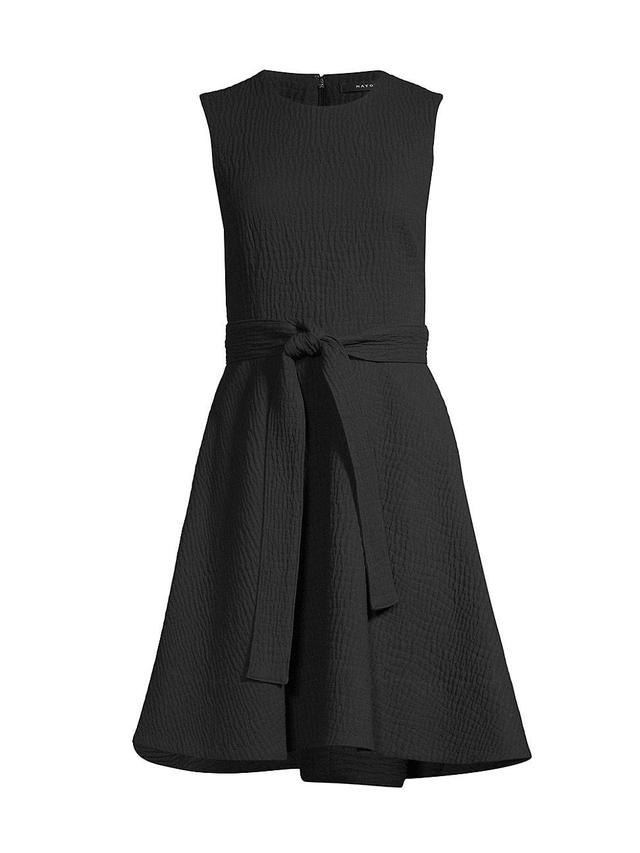 Womens Textured Cotton Jacquard Fit & Flare Dress Product Image